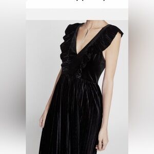 BCBGeneration Black Velvet Dress with ruffle accents sz 2